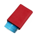 Portacarte automatico in pelle Saffiano rossa con custodia pop-up in alluminio e RFID - Rosso Vino (KB292)
