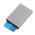 Portafoglio in pelle grigia con porta carte automatico in alluminio a scorrimento - Grigio Chiaro (KB292)