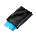 Portafoglio sottile in fibra di carbonio nera con porta carte pop-up e design a tre ante - Nero Fibra di Carbonio (KB295)