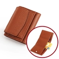 Brown litchi grain genuine leather trifold wallet for women with RFID protection - Caramel (3001#)