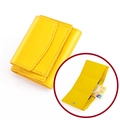 Bright yellow leather tri-fold wallet with pebble texture and RFID blocking slots - Light Yellow (3001#)