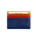Dettaglio porta carte in pelle multicolore a grana con cuciture a contrasto - Blu Reale