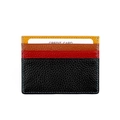 Dettaglio del porta carte in pelle multicolore con trama litchi e cuciture blu - Nero