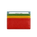 Portacarte sottile in vera pelle multicolore con fessure e trama a grana fine - Rosso