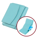 Teal blue pebbled leather tri-fold wallet for women with RFID blocking card slots - Light Blue (3001#)