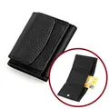 Black pebbled leather trifold wallet for women with RFID blocking and coin pocket - Black (3001#)