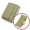 Green pebbled leather trifold wallet for women with RFID protection and card slots - Matcha Green (3001#)