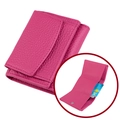Compact rose red pebble grain leather wallet with trifold design and secure snap button - Rose Red (3001#)