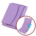 Light purple genuine pebble leather tri-fold wallet with RFID protection and card slots - Light Purple (3001#)