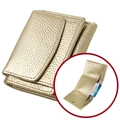 Women's gold tri-fold wallet in pebbled leather with RFID protection card slots - Gold (3001#)