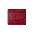 Mini portafoglio RFID in vera pelle bordeaux con grana litchi e patta quadrata - Borgogna
