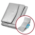 Silver trifold wallet in pebbled leather with RFID protection and card slot detail - Silver (3001#)