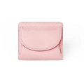 Mini portafoglio rosa in pelle con trama litchi e scomparto per monete piccolo - Rosa