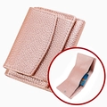 Rose gold pebble leather trifold wallet with RFID protection and snap button closure - Rose Gold (3001#)