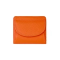 Mini portafoglio in vera pelle arancione con elegante texture litchi e protezione RFID - Arancione