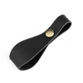 Detail of crazy horse leather strap with a vintage brass rivet for outdoor camping gear - Black