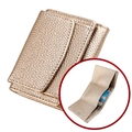 Women's trifold leather RFID wallet in champagne gold finish with lychee texture - Champagne (3001#)