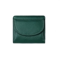 Minimalist dark green genuine leather RFID mini wallet with premium grain texture finish - Dark Green