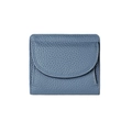 Blue lychee textured leather mini wallet with rfid protection and front flap pocket - Denim Blue