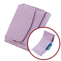Lilac lychee grain leather tri-fold short wallet with RFID protection and card slots - Lavender (3001#)