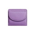 Mini purple pebbled leather wallet with square folding design and RFID protection - Light Purple
