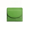 Minimalist grass green genuine leather RFID mini wallet with elegant lychee texture - Fruit Green