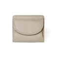Minimalist RFID genuine leather mini wallet in elegant taupe with pebble grain texture - Matcha Green
