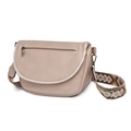 Detail view of beige crossbody bag featuring vintage embroidery strap and zipper pocket - Off White