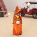 Gnomo tacchino di Ringraziamento in peluche con LED e cappello marrone per decoro autunnale - Ciondolo Bambola Luminoso (W-WS57) / Cachi