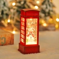 Rote Weihnachtstelefonzelle Schneekugel mit süßem Schneemann und glitzerndem Schnee - Schneemann-Stil