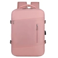 Dettaglio dello zaino rosa per laptop con porta USB e manico in rete traspirante per viaggi - Rosa