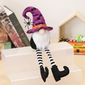 Halloween long-leg spider gnome plush doll in purple and black for spooky table decor - Purple Style (X-Y15 A)