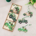 Saint Patrick's Day wooden truck ornaments with Luck text and green clovers in a tray - Style A (P-M87) / Three-Grid Wooden Hanging