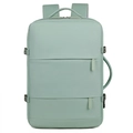 Dettaglio dello zaino da viaggio verde menta con tessuto impermeabile e fibbie laterali - Verde Menta