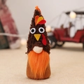 Gnomo tacchino di peluche per il Ringraziamento con cappello marrone e barba arancione - Ciondolo Bambola Luminoso (W-WS58) / caffè