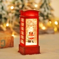 Rote Weihnachts-Telefonzelle Wasserlaterne mit Weihnachtsmann und festlichem LED-Licht - Weihnachtsmann-Stil