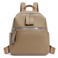 Makroansicht der khakifarbenen Tasche mit feiner Lychee-Narbung und silbernem Reißverschluss - Khaki