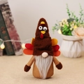Thanksgiving turkey gnome plush doll with felt feathers on a cozy warm background - Brown Hat Style (W-QT71)