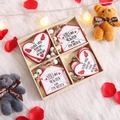 Set di decorazioni di San Valentino in legno con cuori e messaggi d'amore in scatola - Stile D Ornamenti Appesi in Legno a 4 Griglie