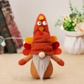 Handmade Thanksgiving turkey gnome plush with orange knit hat and colorful feathers - Orange Hat Style (W-QT72)