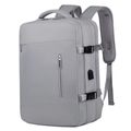 Sac à dos d'affaires extensible gris clair pour ordinateur avec port USB et tissu imperméable - Gris