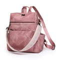 Zaino vintage rosa da donna di grande capacità con tracolla ricamata a fiori elegante - Rosa