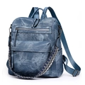 Zaino blu in denim con tracolla etnica intrecciata e ampie tasche multiuso - Blu