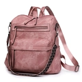 Zaino vintage rosa in pelle PU con tracolla etnica e grande capacità per donna elegante - Rosa