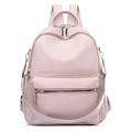 Pink lychee texture PU leather backpack for women with adjustable shoulder straps - Pink