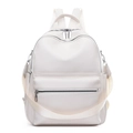 Minimalist ivory PU leather backpack for women with large capacity and versatile straps - Off White