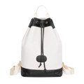 Zaino in tela oxford a contrasto con chiusura a coulisse e dettagli in pelle - Bianco e Nero