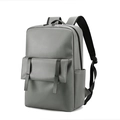 Grand sac à dos d'affaires gris en similicuir mat de qualité pour ordinateur et voyage - Gris