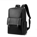 Sac à dos d'affaires noir en cuir PU à grande capacité avec un design minimaliste - Noir