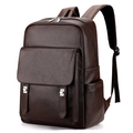 Sac à dos professionnel en cuir marron foncé de grande capacité avec boucle en métal - Marron